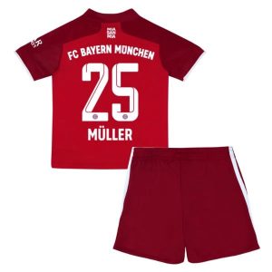 Fotballdrakter FC Bayern München Müller 25 Barn Hjemmedraktsett 2021-2022